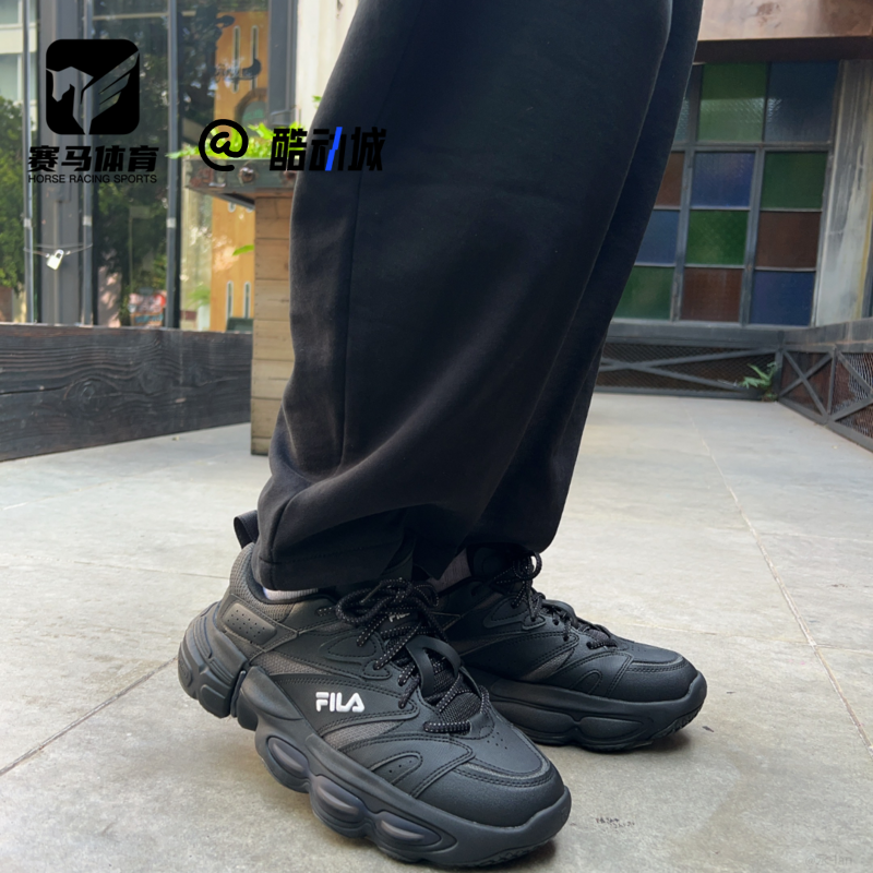 FILA斐乐 异行鞋黑色男子百搭厚底运动休闲鞋老爹鞋F12M511105FEL