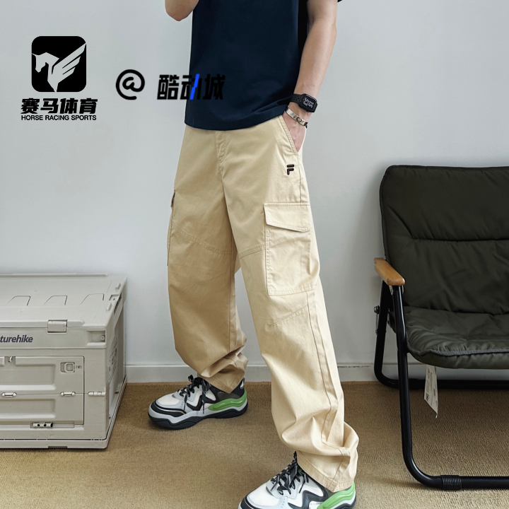 FILA卡其男子梭织工装长裤