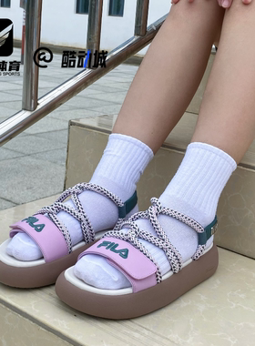 FILA斐乐麻花凉鞋粉色女子厚底增高运动休闲沙滩鞋F12W421404FPM