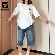FILA斐乐 白色男女宽松舒适运动休闲圆领短袖T恤F11U529101F-WT
