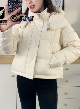 FILA斐乐 FOB麦乳色女子百搭短款保暖面包羽绒服T11W443908F-BG
