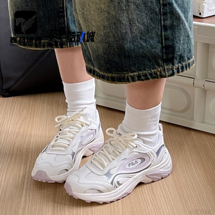 FILA斐乐川流鞋白紫女子舒适复古百搭休闲老爹鞋F12W532115FSC