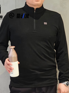 KOLON SPORT可隆黑色男子仿羊驼质感运动休闲长袖T恤LHZT5WN097