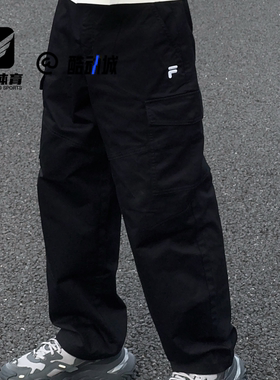 FILA斐乐 FUSION LIFE FOB黑色男子百搭工装长裤T11M533816F-BK
