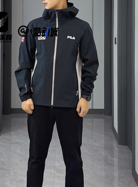 FILA斐乐 CYCLING黑色男子百搭户外防水防风冲锋衣A11M518702F-BK