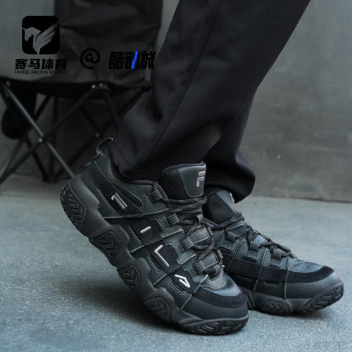 斐乐黑色男子舒适百搭复古篮球鞋