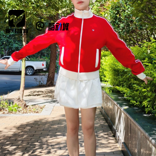 FILAHERITAGE红色女子针织外套