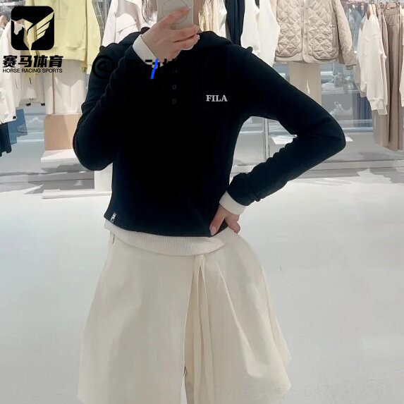 FILA斐乐传奇蓝女子复古时尚简约百搭长袖连帽卫衣F11W619220FNV