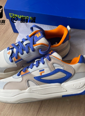 FILA斐乐 BANK II白蓝男子百搭透气滑板鞋轻量板鞋T12M422304FTD