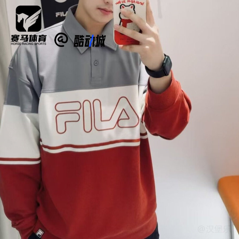 FILA斐乐宽松复古长袖POLO衫T恤