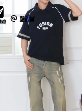 FILA斐乐FUSION LIFE FOB黑色男子时尚短袖Polo衫T11M523114F-BK