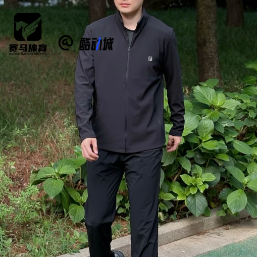 FILA斐乐 Fitness 黑色男舒适运动休闲针织夹克外套A11M531502FBK