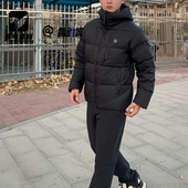 FILA斐乐 Fitness黑色男子舒适百搭防风保暖羽绒服A51M541902F