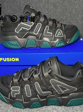 FILA斐乐面包鞋黑色男子舒适百搭低帮复古篮球鞋T12M433207FCB