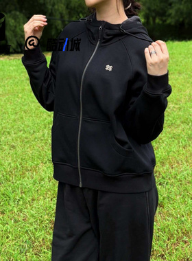 KOLON SPORT可隆黑色女子抓绒运动休闲连帽夹克外套LKJK5WTT30