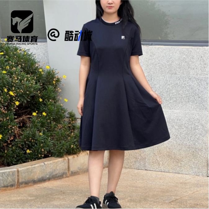 FILA斐乐MODERN HERITAGE SS24传奇蓝女短袖连衣裙F11W421306FNV