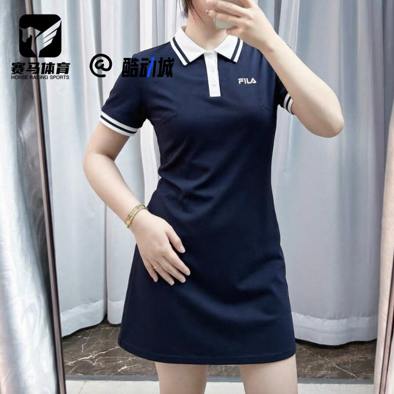 斐乐女子针织polo领短袖连衣裙