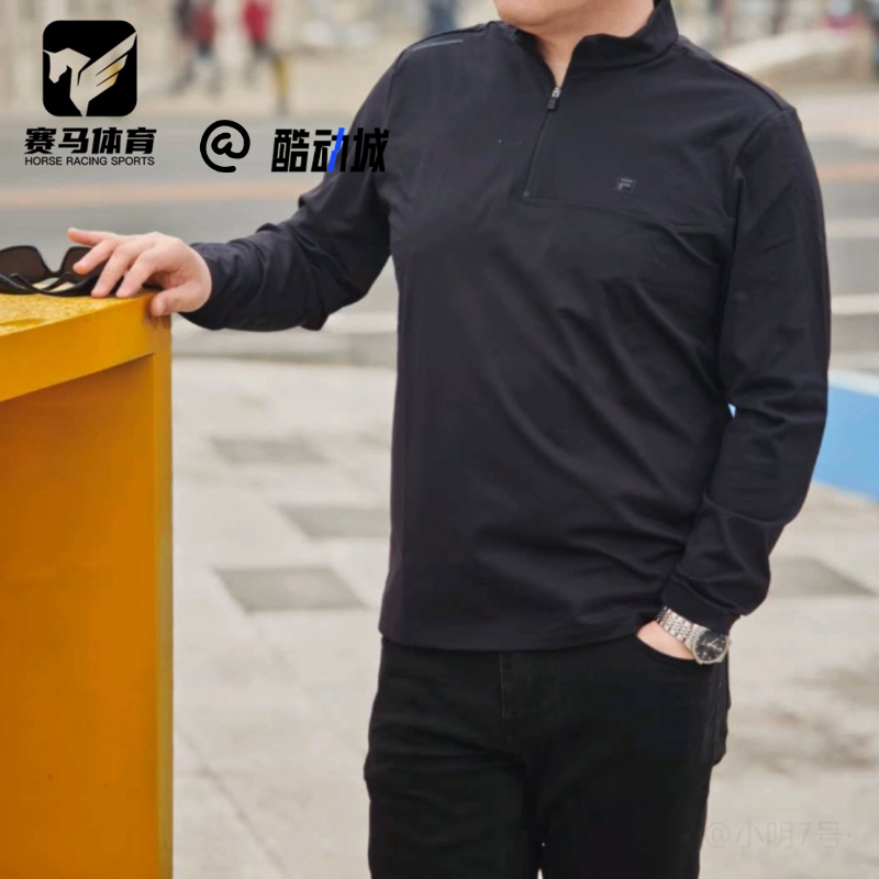 斐乐正黑简约舒适百搭长袖T恤