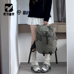 FILA斐乐 陨石包橄榄绿男女出游书包双肩包电脑包T13U541103FKK