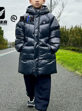 FILA斐乐ORIGINALE 传奇蓝儿童连帽防风保暖羽绒服K52B541903P-NV