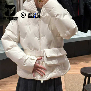 KOLON SPORT可隆白色女子连帽收腰保暖运动休闲羽绒服JKJDW24254