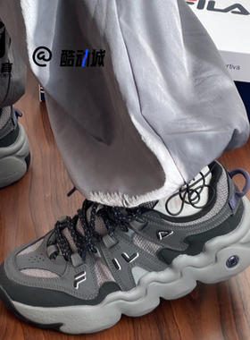 FILA斐乐 帕尼尼灰色女子复古轻便透气老爹鞋跑步鞋F12W412111FBC