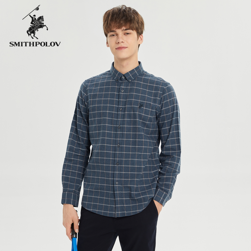 斯密特保罗纯棉商务格子衬衫