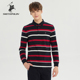 休闲翻领t恤上衣 秋季 SMITHPOLOV斯密特保罗条纹polo衫 男长袖