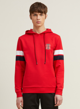 SMITHPOLOV/斯密特保罗春季新款男红色休闲连帽卫衣潮流宽松上衣