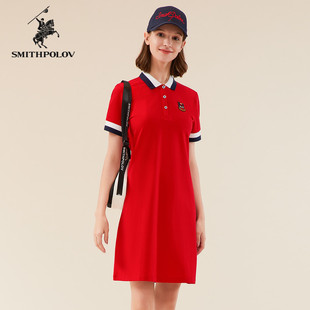 SMITHPOLOV斯密特保罗夏季 裙子 新款 女士连衣裙收腰ins潮中长款