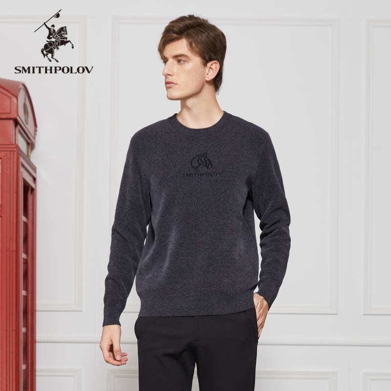 【雪尼尔】SMITHPOLOV斯密特保罗冬季新款印花羊毛衫男宽松针织衫,男装,针织衫/毛衣,淘宝优惠券,粉丝福利购,淘宝优惠卷