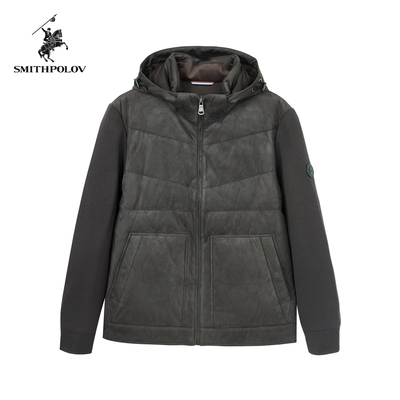 SMITHPOLOV斯密特保罗男装男士羽绒服冬季新款连帽拼接羽绒外套