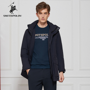 SMITHPOLOV斯密特保罗冬季新款白鸭绒羽绒服男士保暖连帽外套