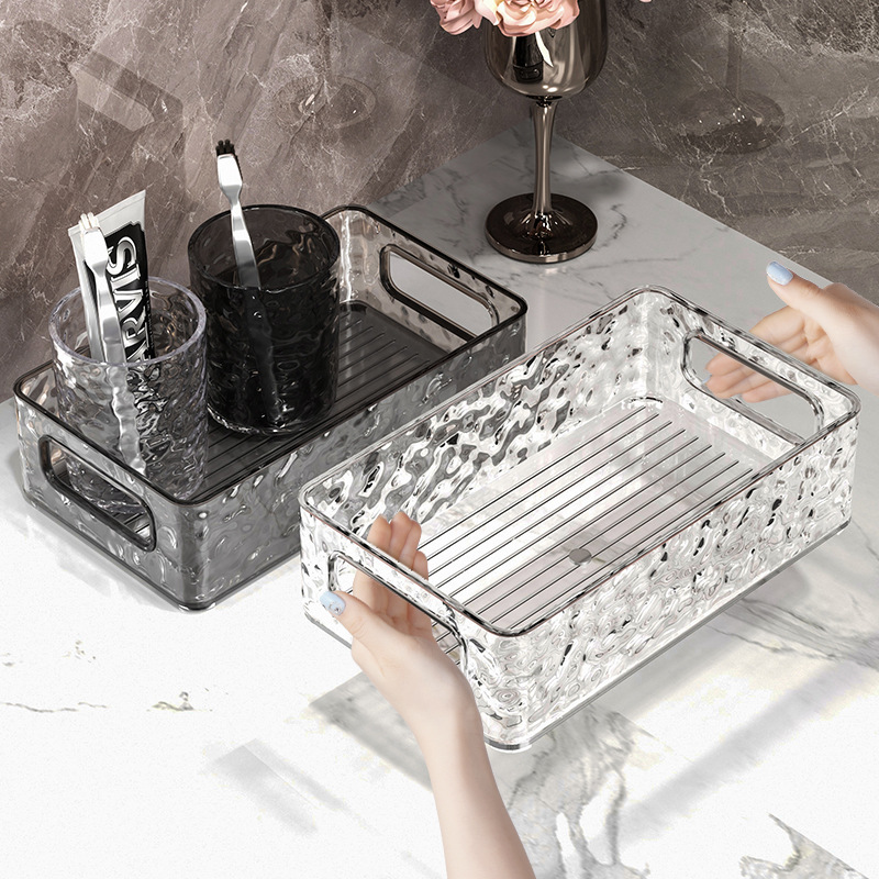 透明冰川纹塑料收纳盒