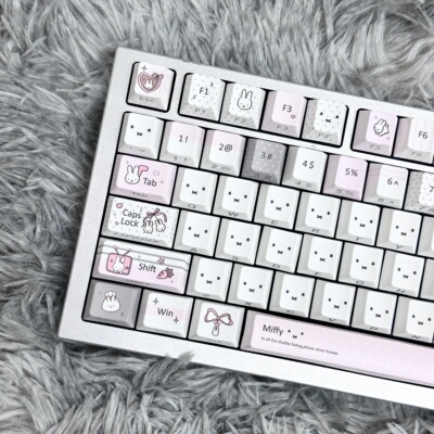FKKeys灰粉米菲兔键帽萌系少女卡通机械键盘帽热升华原厂高度PBT