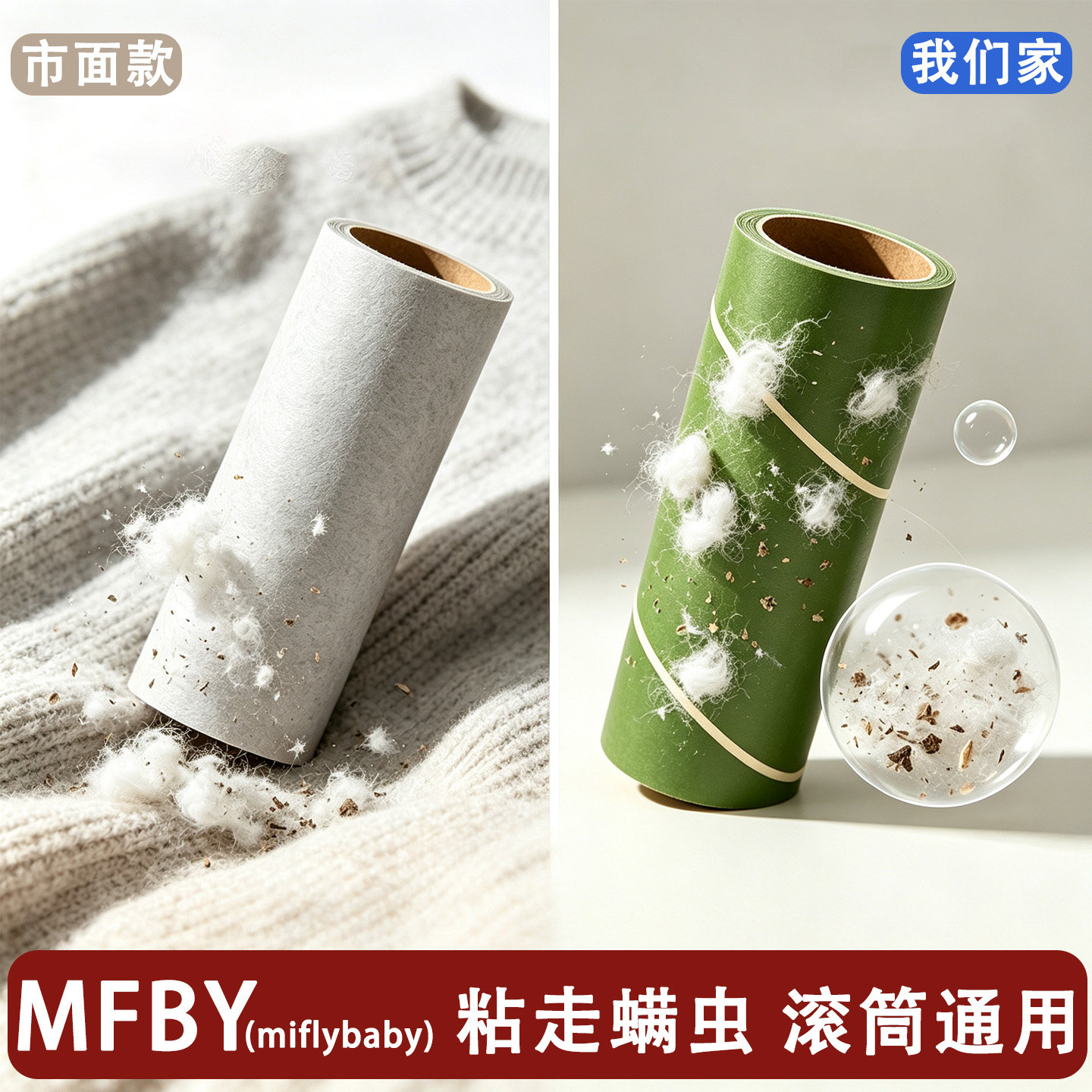 日本Miflybaby粘毛器替换纸16cm24cm10cm加厚粘尘纸可撕式替换芯