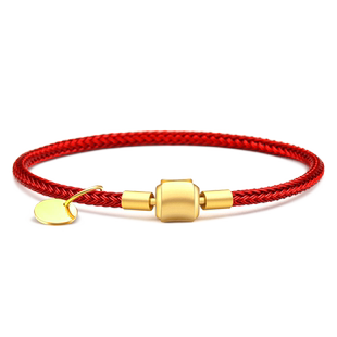 防水钢丝手链3D硬金黄金转运珠皮绳编织红绳男女情侣刻字串珠手绳