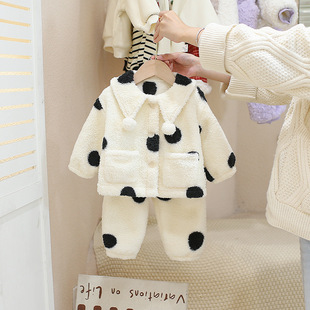 婴儿女宝宝衣服冬季套装加绒婴幼童夹棉冬装女孩一岁婴幼儿两件套