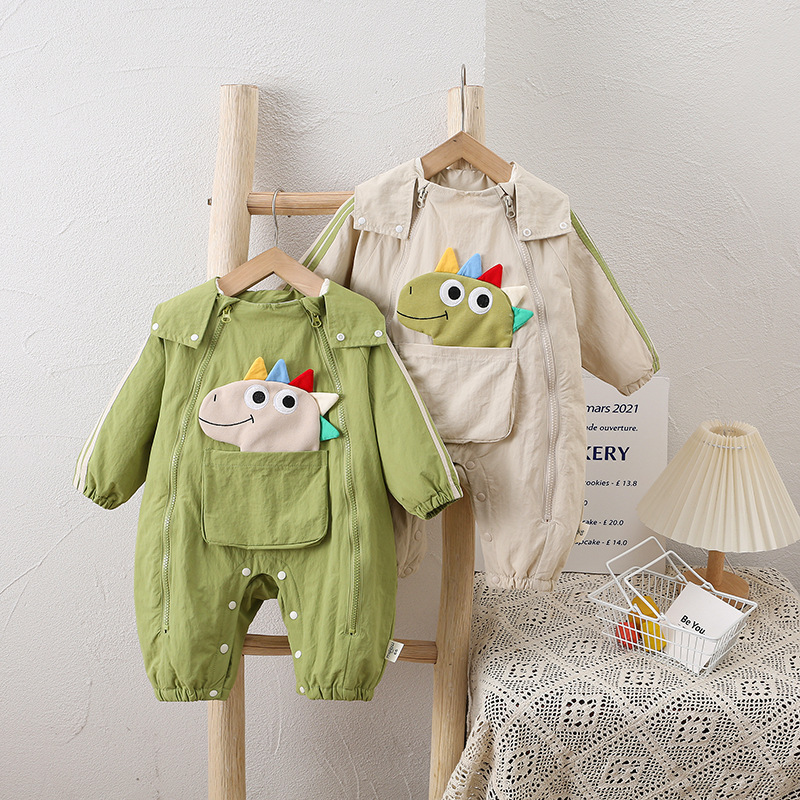 婴儿连体衣秋装男宝宝衣服冲锋衣卡通婴幼儿春秋款爬服哈衣外出服