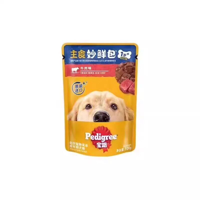 [宝路]妙鲜包全价成犬犬粮牛肉味高汤口味宠物狗狗湿粮食原装进口