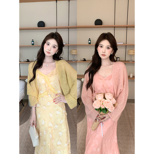 气质慵懒针织开衫 法式 印花长裙S726X02635 春信 SHAOER