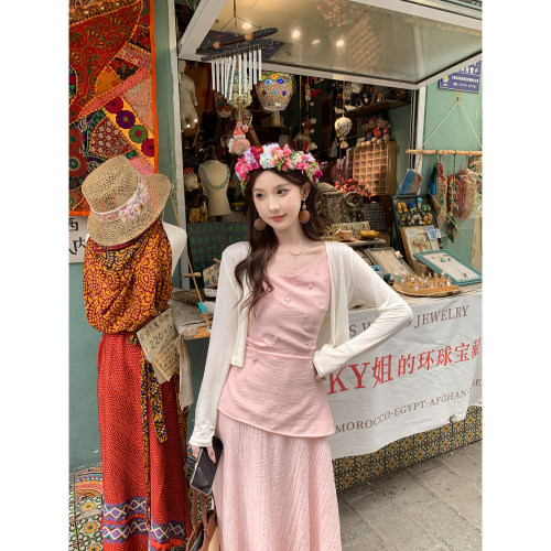 SHAOER【春日桃桃】“天丝锦纶”高腰复古度假连衣裙S726A02825