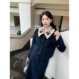 重工可拆卸刺绣毛领毛呢外套 法式 S725T16200 苏里小姐 SHAOER