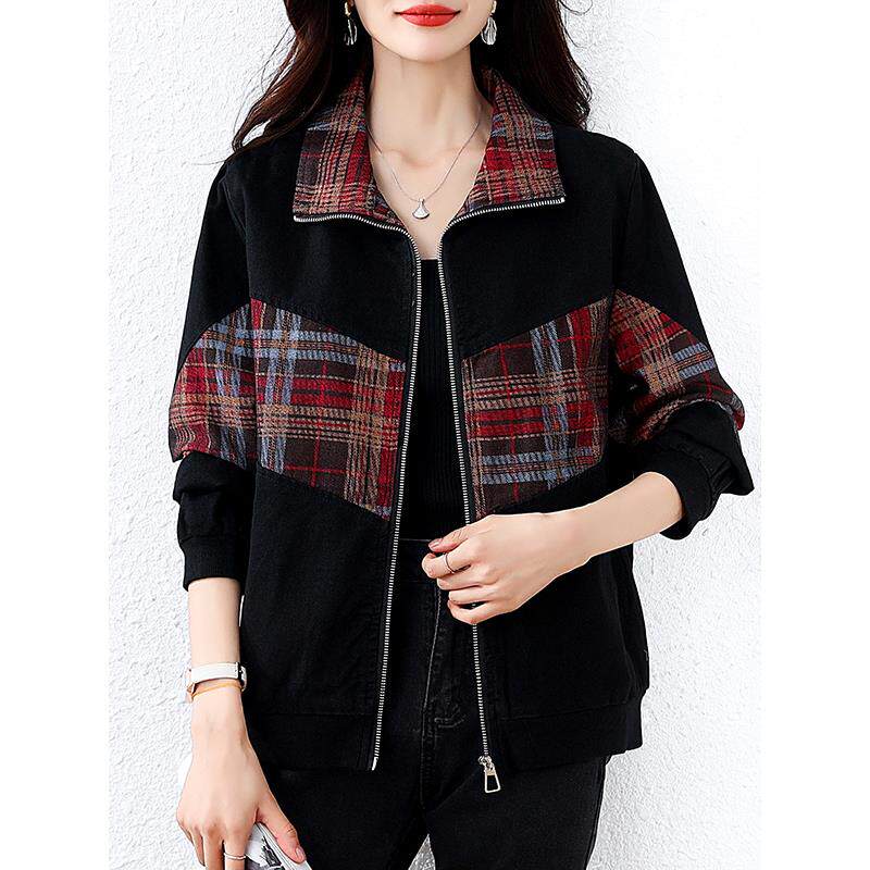 ROUMIKL碎花拉炼长袖外套2025新款春秋冬女装品牌大码广州十三行