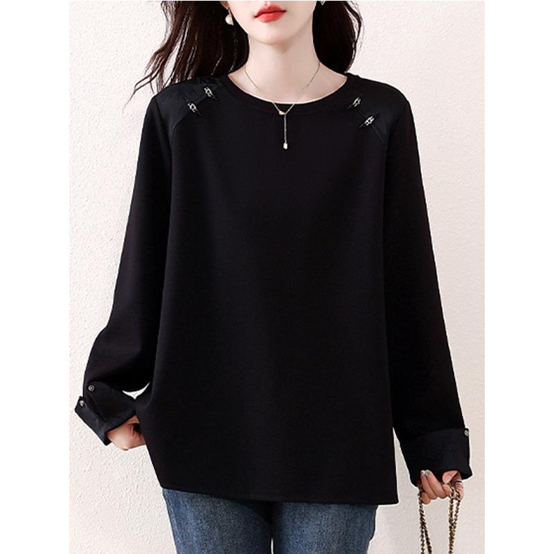 ROUMIKL高端山东即墨卫衣女春秋冬爆款青岛洋气中长款休闲黑色打