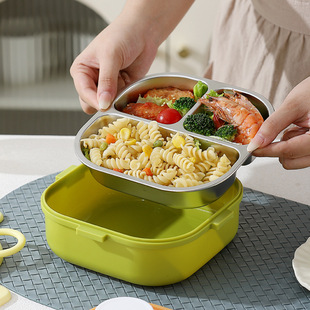 ins网红304不锈钢饭盒学生儿童便当盒上学卡通鱼午餐盒bento box