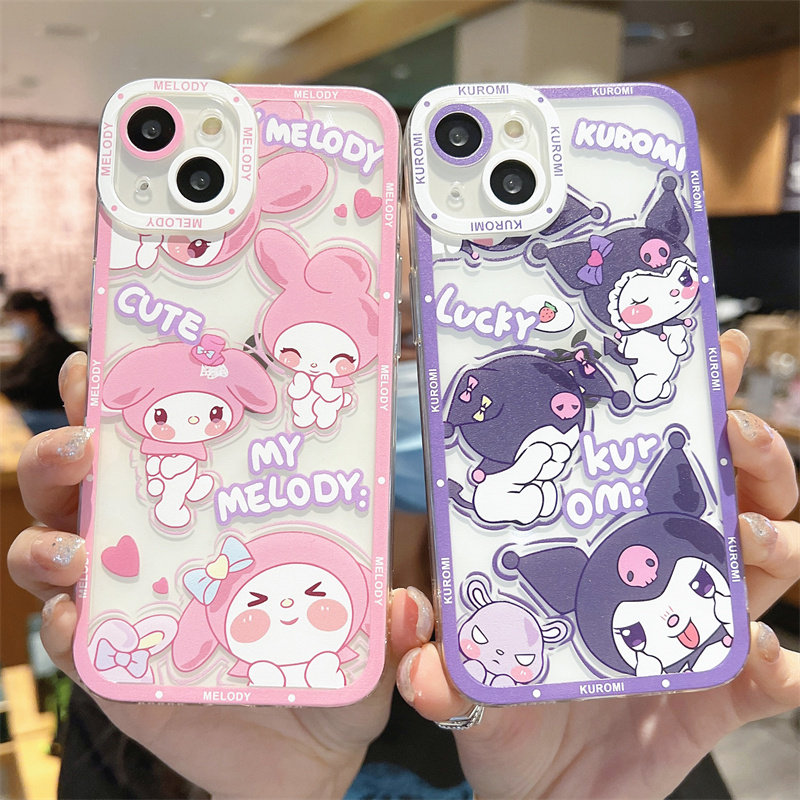 情侣库洛米可爱情侣美乐蒂适用iPhone14手机壳苹果13软壳12mini硅胶15透明XS防摔8plus卡通16全包镜头7创意6s