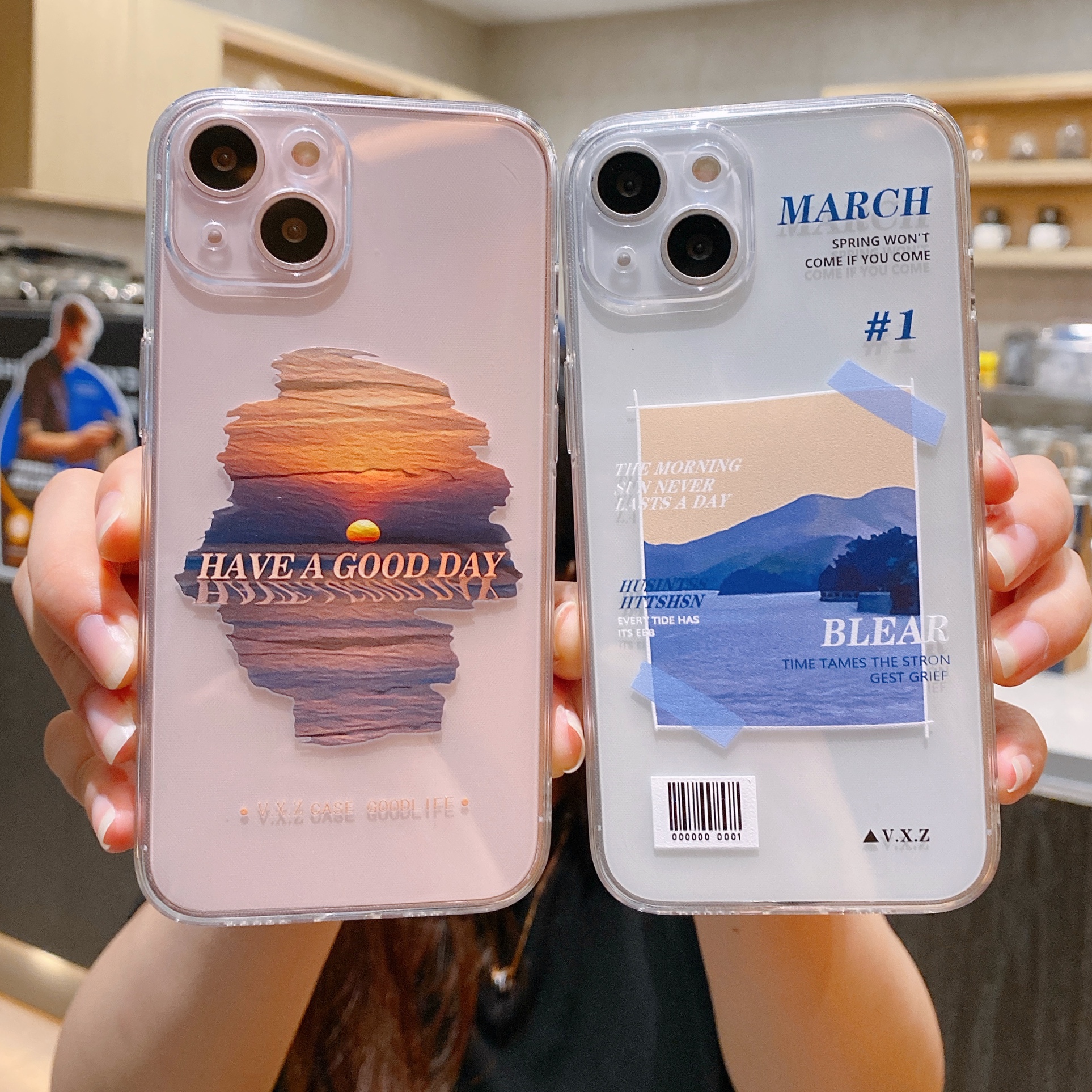 苹果iPhone硅胶风景插画透明软壳