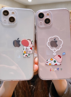 卡通睡衣蜡笔小新适用苹果Xr手机壳iPhone12promax透明软壳xsmax/8plus防摔壳情侣6s女se3硅胶15男可爱13mini