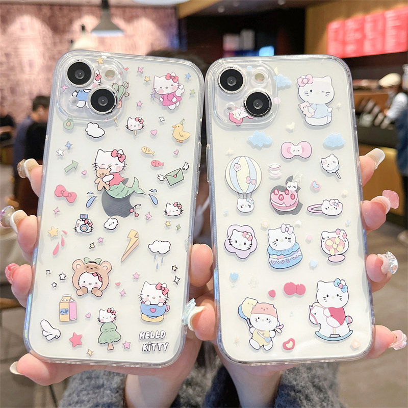 可爱HelloKitty少女新款卡通适用iPhone15Pro手机壳苹果14Plus软壳13硅胶12mini透明11防摔Xsmax全包7/8保护6